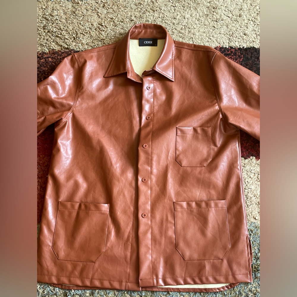 Faux Leather Brown Coat - great condition, only worn once! (Large)